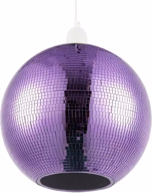 Happy Homewares Shiny Disco Mosaic Ball Pendant Shade in Purple Retro Style