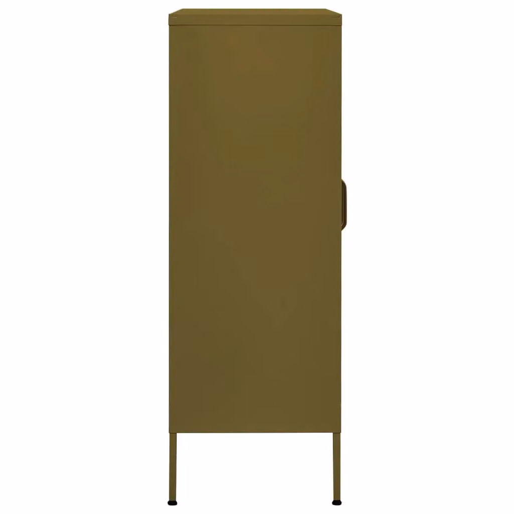 Berkfield Home Industrial Steel Storage Cabinet in Matt Olive Green with Glass Doors, W/D/H: 80 x 35 x 101.5 cm – 3