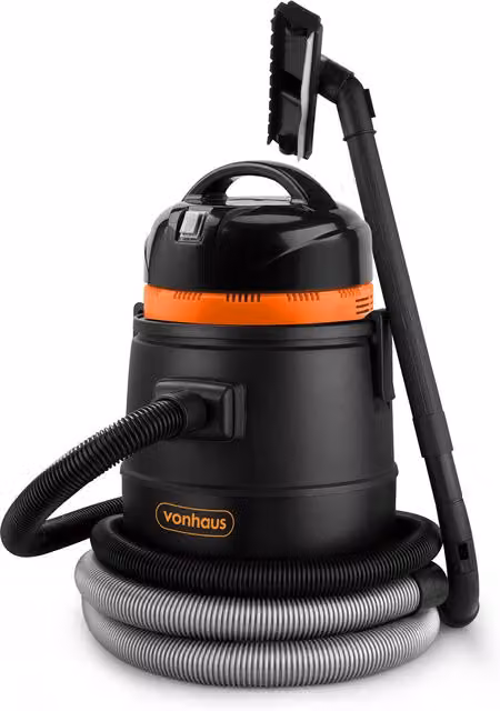 VonHaus Wet and Dry Pond Vacuum Cleaner with Washable Filter, Black