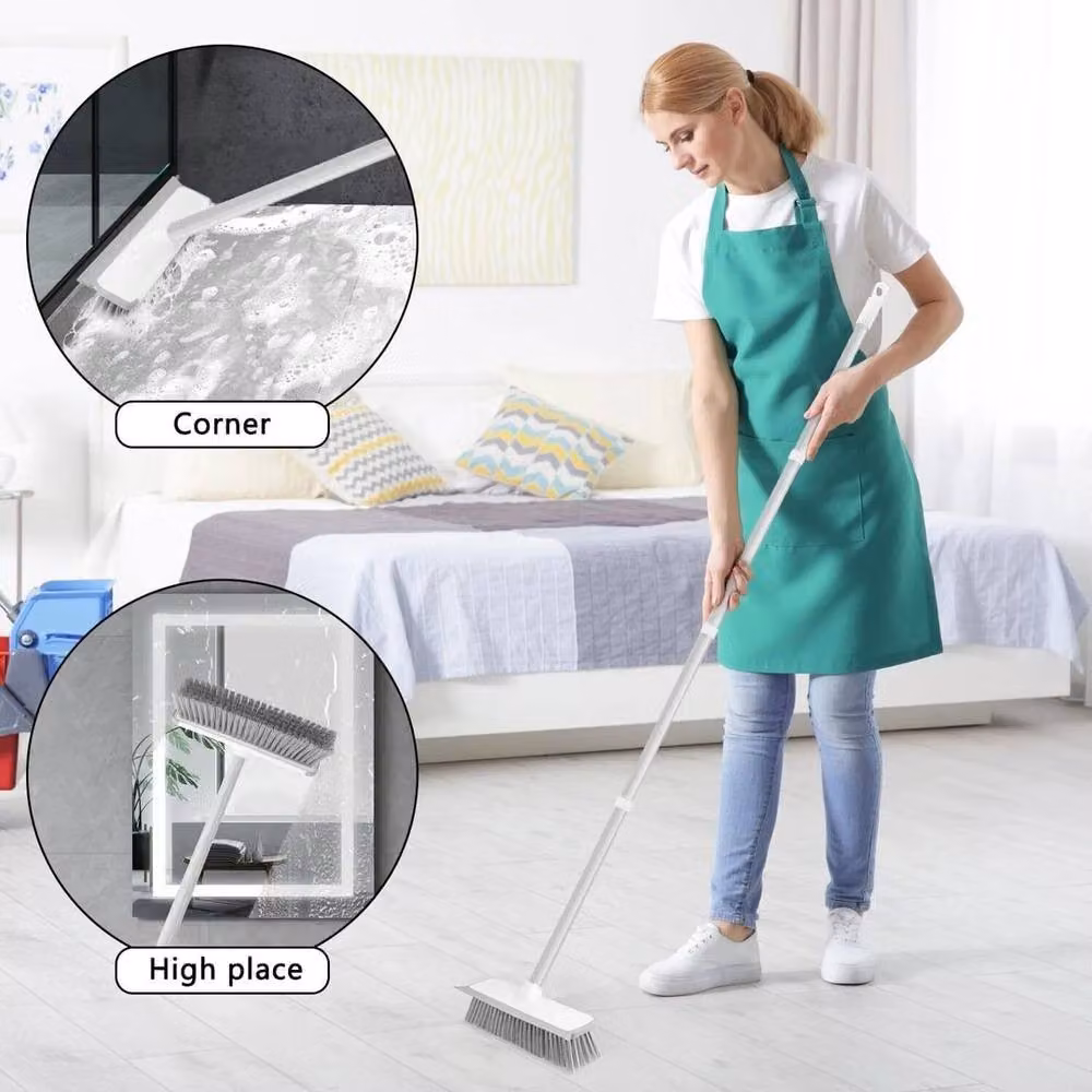 SPETLEK Long Floor Scrubbing Brush with Long Handle in White – 3