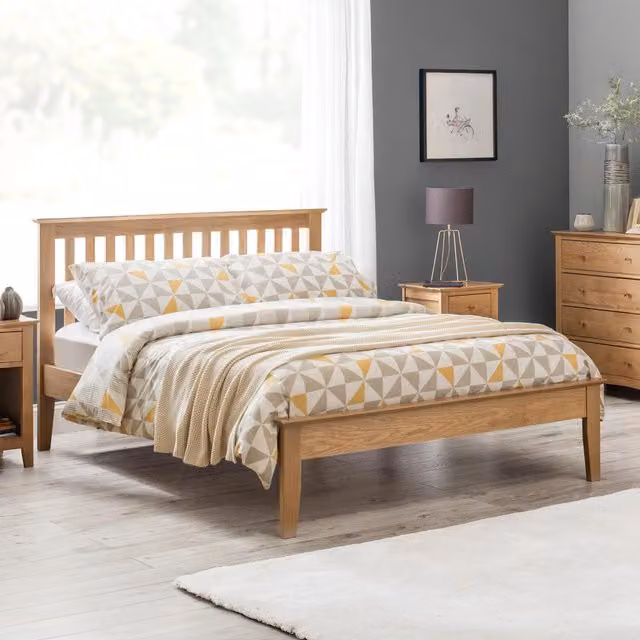 Julian Bowen Salerno Solid Oak Bed Frame in Brown