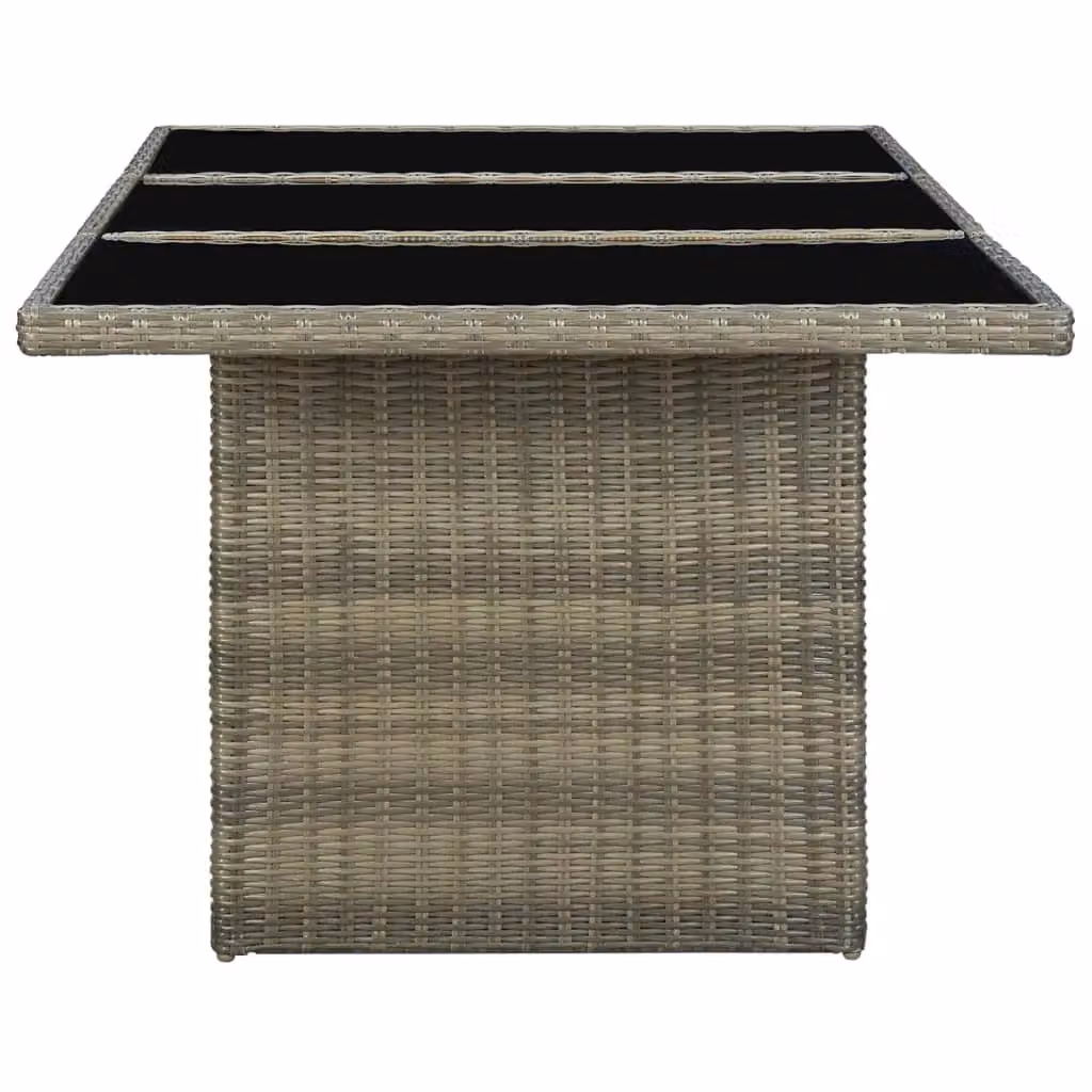 Berkfield Home Brown Poly Rattan and Tempered Glass Garden Table – 3