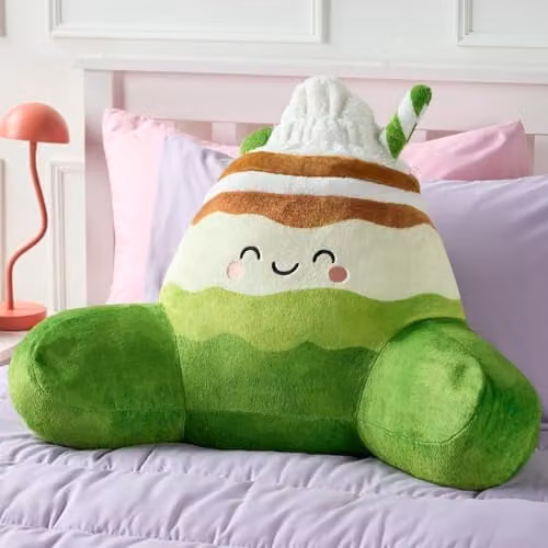 OHS Matcha Character Cuddle Cushion in Green, Soft Teddy Fleece Reading Pillow with Back and Neck Support, W/D/H: 74 x 47 x 34 cm – 1