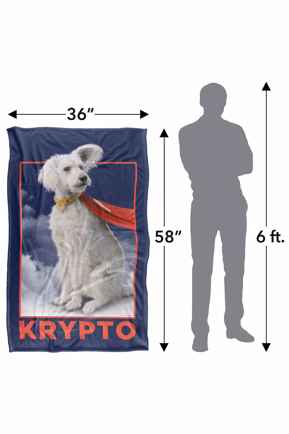 Warner Bros. Superman 2025 Krypto Good Dog Super Soft Fleece Throw Blanket, Multicolour, W: 152 cm, D: 127 cm – 8