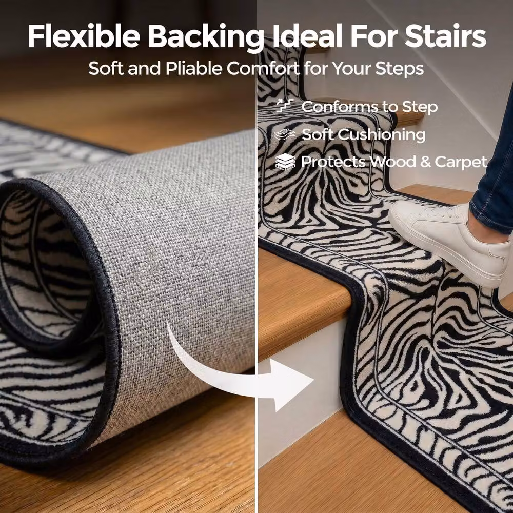 Bravich LTD Zebra Print Non-Slip Hallway Runner Rug, Black and Multicolour, W: 60 cm, L: 180 cm – 4