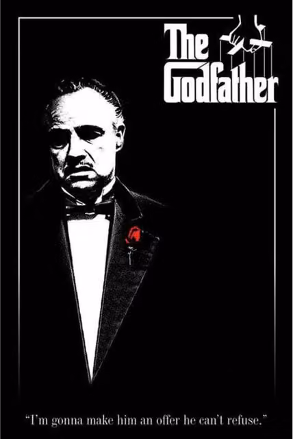 The Godfather Red Rose Paper Poster in Black and Red
