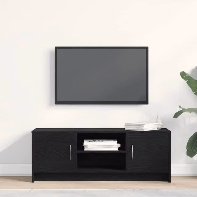 Berkfield Home Modern Black Oak TV Cabinet, W/D/H: 102 x 30 x 37.5 cm