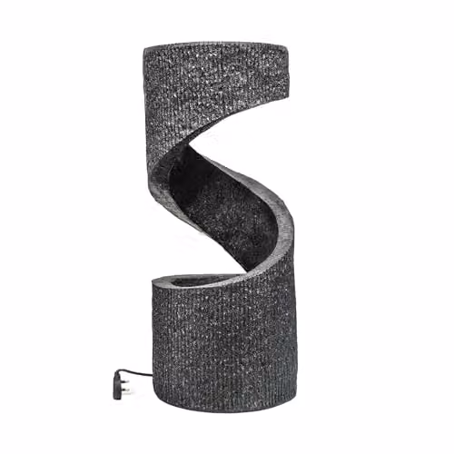 Ivyline Grey Spiral Outdoor Water Feature Fountain with LED Lights, H82 x W35 cm – 2