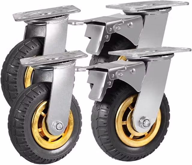Kelvenix Set of 4 Heavy Duty 6 inch Swivel Castor Wheels in Silver – 1