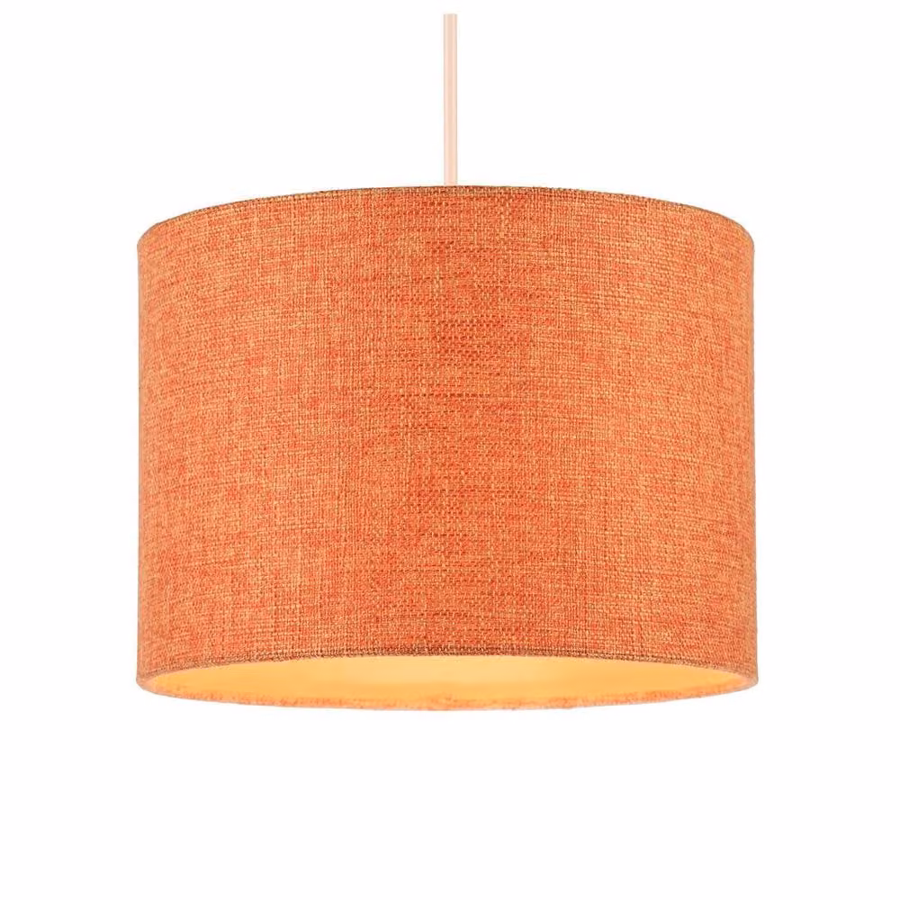 Happy Homewares Orange Natural Linen Fabric Drum Lamp Shade, Diameter: 25.4 cm – 2