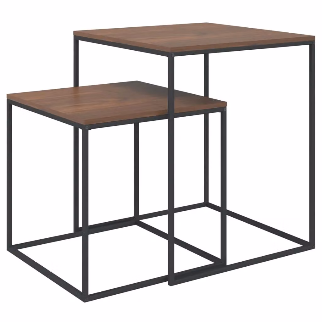 Berkfield Home 2-Piece Nesting Coffee Table Set in Black and Brown with Engineered Wood and Metal Construction – 2