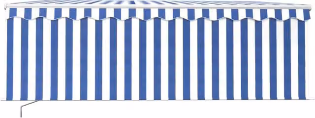 Berkfield Home Manual Retractable Awning with Blind and LED, Blue and White Striped, W: 400 cm, D: 300 cm