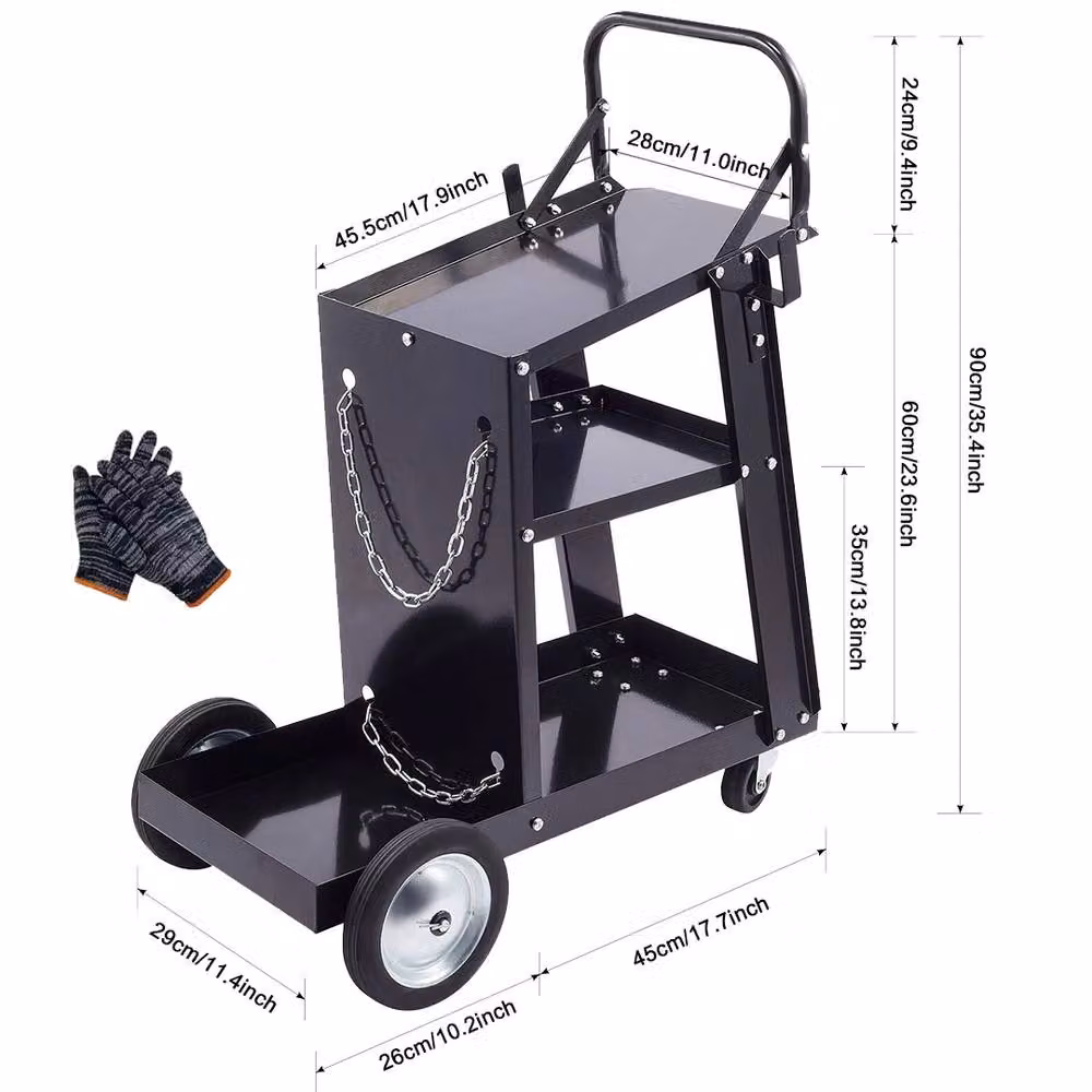 Havendro 3 Tier Rollable Welding Cart Trolley with 80kg Storage Capacity in Black – 2