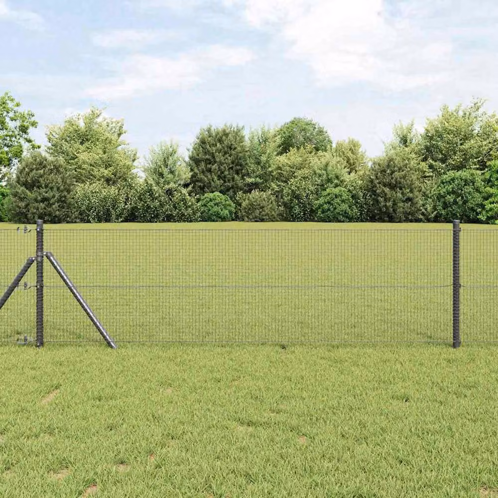 Berkfield Home Grey PVC Coated Steel Single-Bar Welded Wire Fence, H: 60 cm x L: 25 m – 2