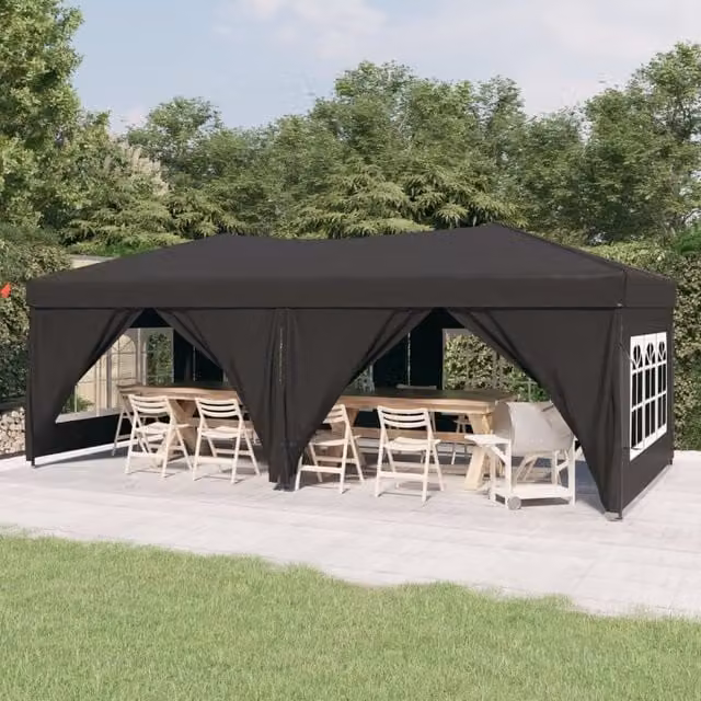 Berkfield Home Folding Party Tent with Sidewalls and Windows, Anthracite and Black, W: 6 m, D: 3 m, H: 3 m