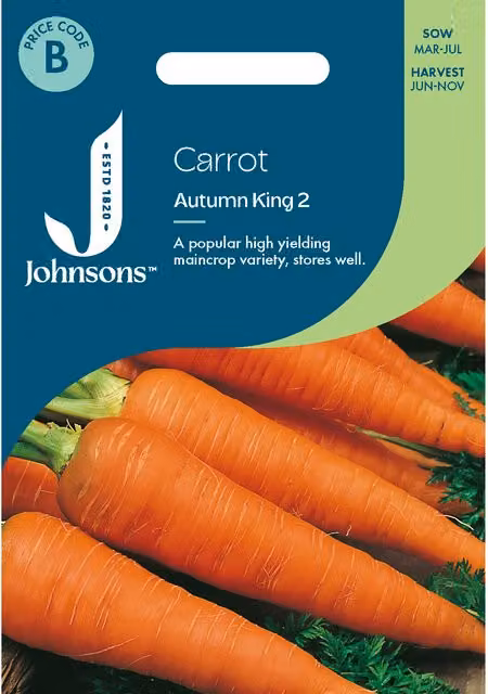 Johnsons Seeds Autumn King Carrot Seeds, Orange, 2g