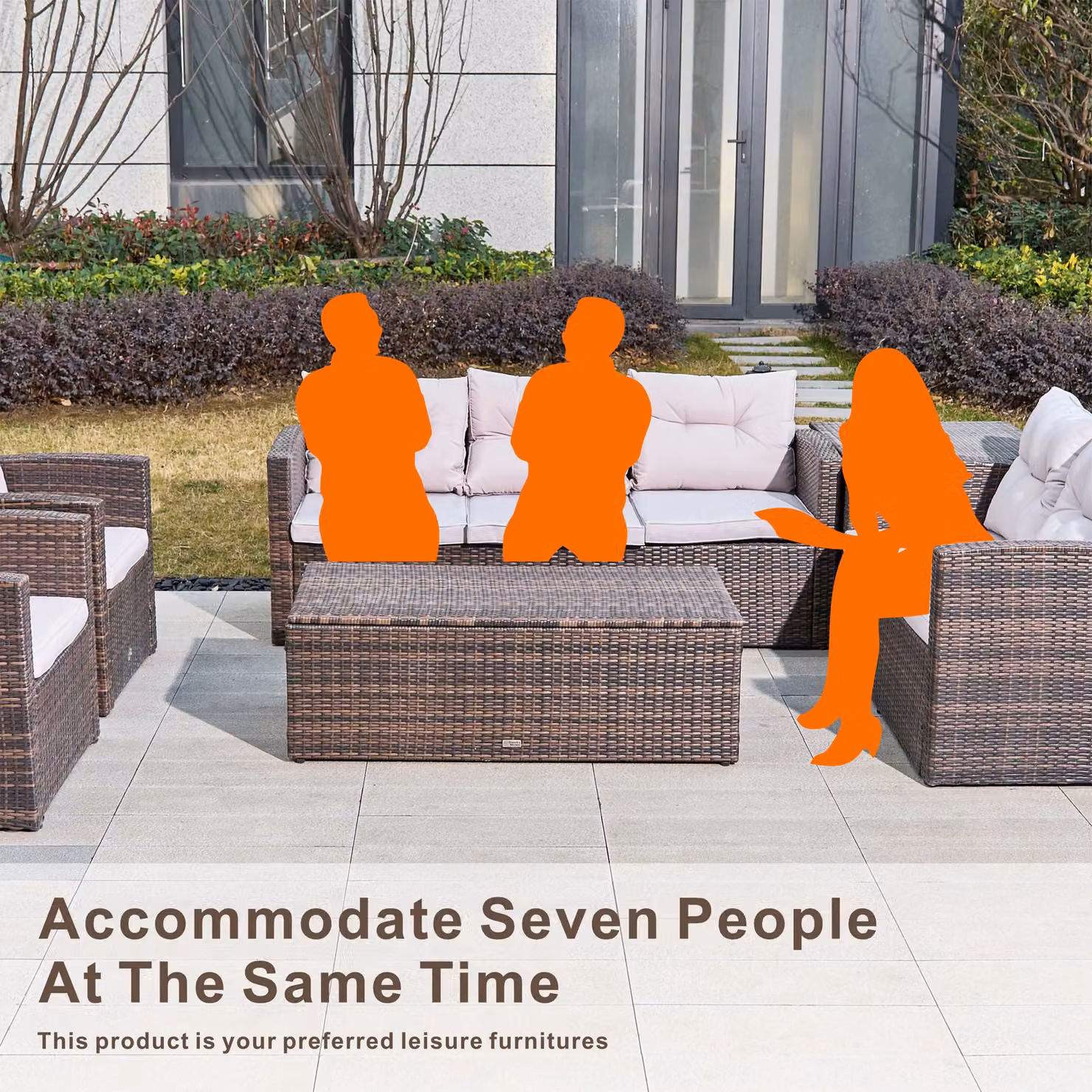 Direct Wicker 7-Seat L-Shape Rattan Garden Sofa Set with Storage Box in Brown and Grey – 4