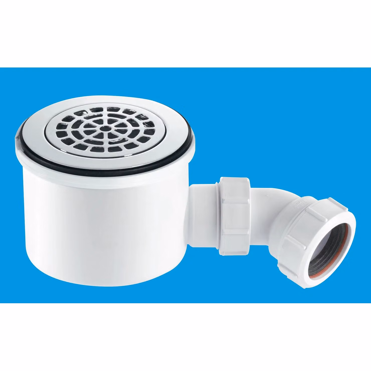 McAlpine Round Hi-Flow Shower Trap in White and Brass – 2