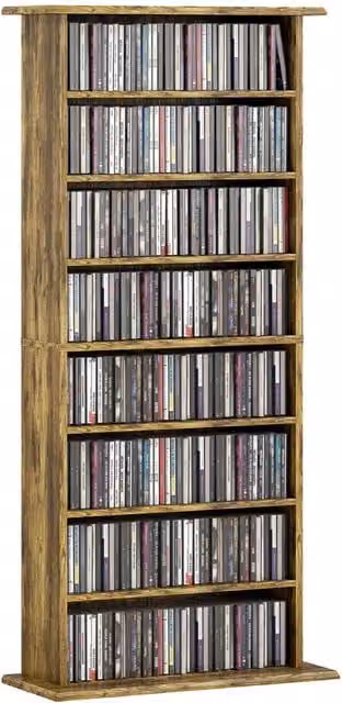 Rolipo 360 CD Media Storage Unit in Brown with Adjustable Shelves and Media Compartments – 1
