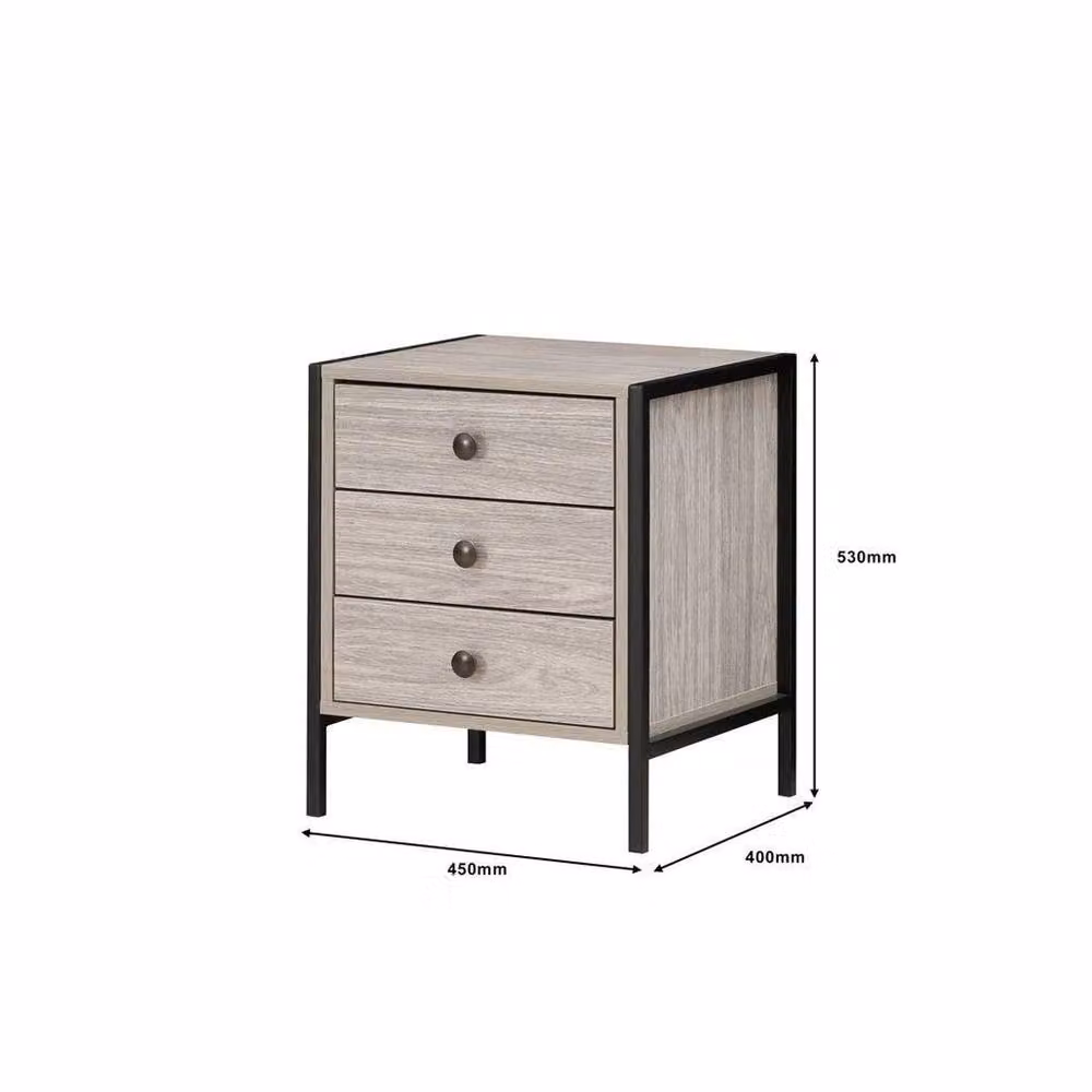 FORGEVIO Grey Oak 3 Drawer Bedside Storage Unit – 2