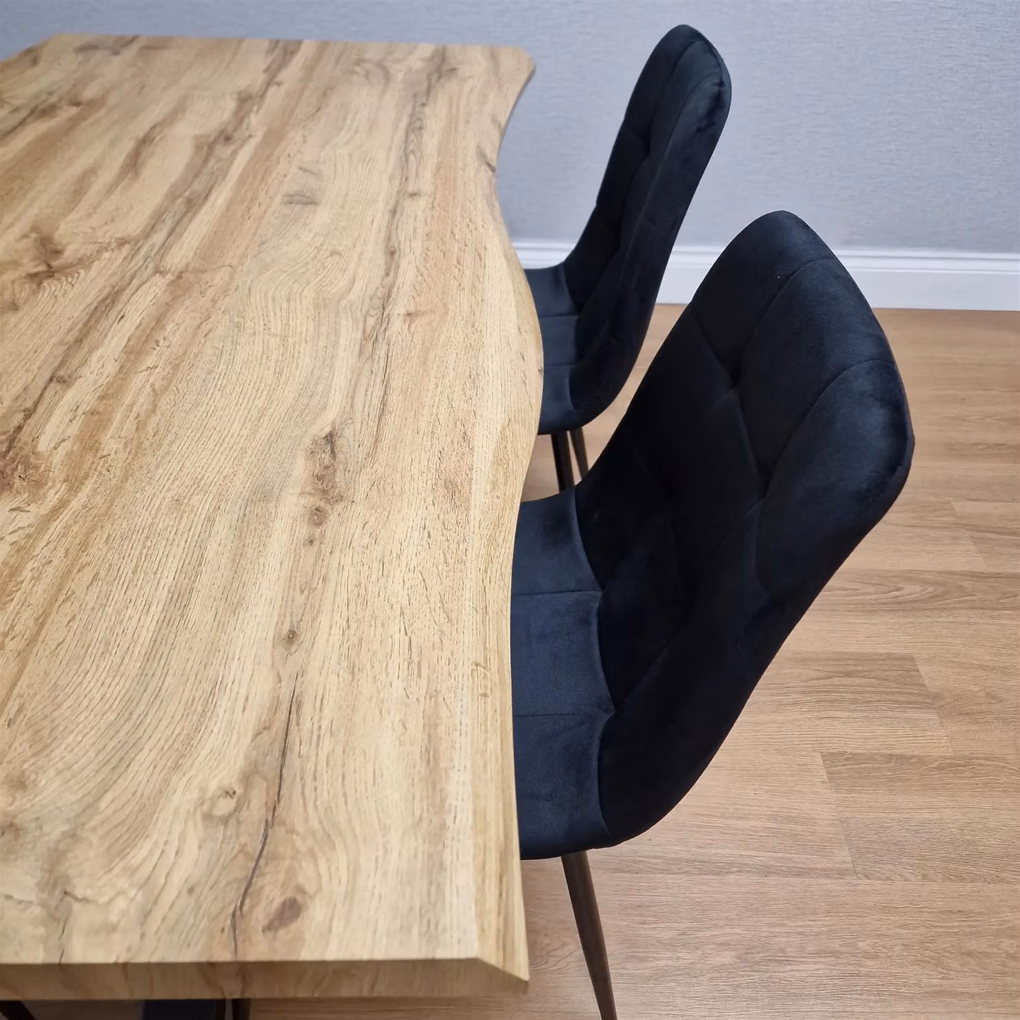 KOSY KOALA Brown Wooden Rectangular Dining Table with 4 Black Velvet Chairs – 3