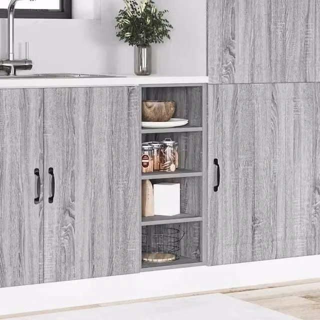 Berkfield Home Grey Sonoma Kitchen Base Unit with Hinged Doors and Internal Shelves, W/D/H: 30.0 x 44.5 x 81.5 cm – 1