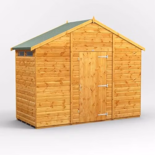 Powersheds Premium Wooden Apex Security Shed in Natural Brown with 12mm Extra Thick Timber and Toughened Glass Windows – 1