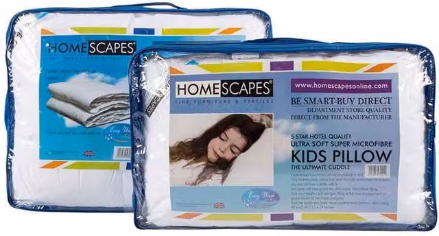 Homescapes Kids White Super Microfibre Duvet and Pillow Set, 10.5 Tog, Duvet W: 120 cm, L: 150 cm and Pillow W: 40 cm, L: 60 cm