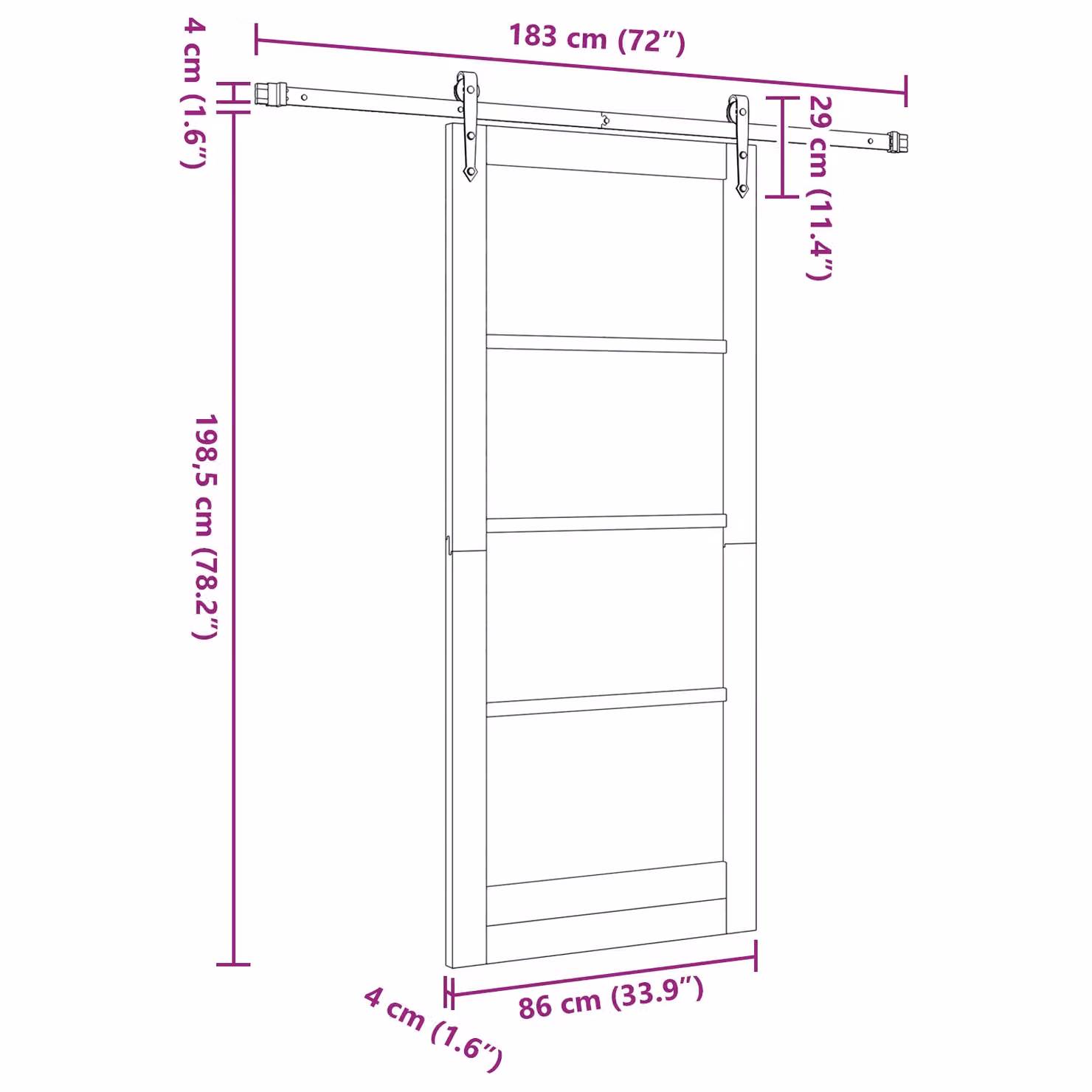 Berkfield Home Rustic Solid Pine Sliding Door with Hardware Set, Beige, W: 86 cm, H: 198.5 cm – 2