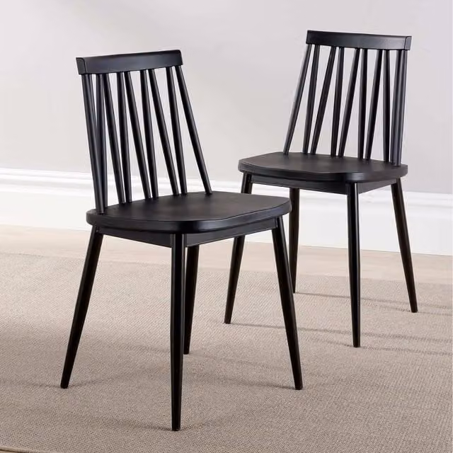 Home Source Lucy Dining Chairs Pair in Black Scandinavian Style