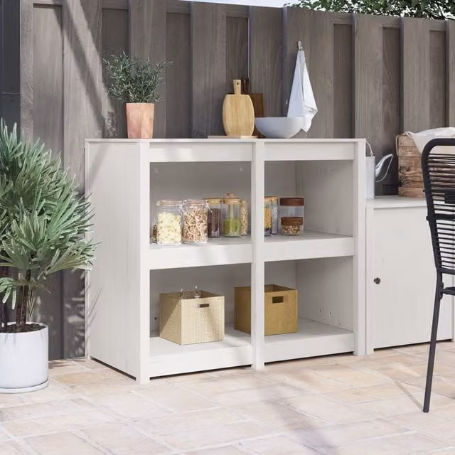 Berkfield Home Outdoor Kitchen Cabinet in White Solid Pine, W/D/H: 106 x 55 x 92 cm – 1