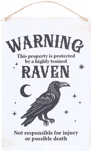 Something Different Protected By A Raven Metal Hanging Sign in Black and Silver