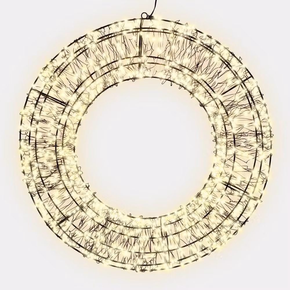mysmartbuy Pre-Lit Micro LED Warm White Twinkling Christmas Wreath for Indoor or Outdoor Use – 2