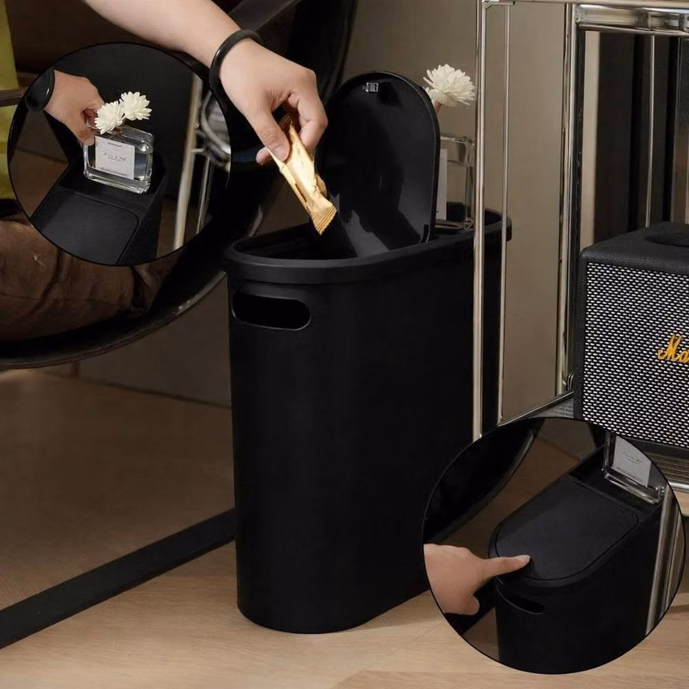 Kelvenix Plastic Waste Bin with Lid, Black – 5