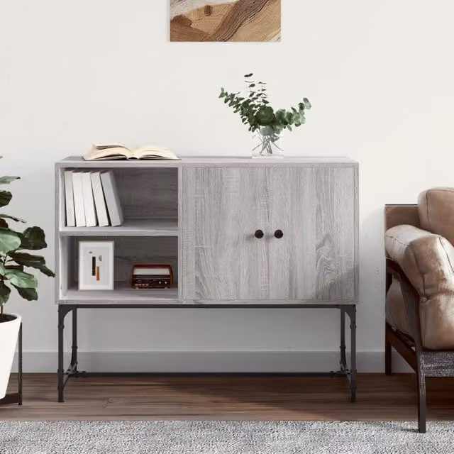 Berkfield Home Industrial Sideboard in Grey Sonoma, W/D/H: 100 x 40 x 79.5 cm