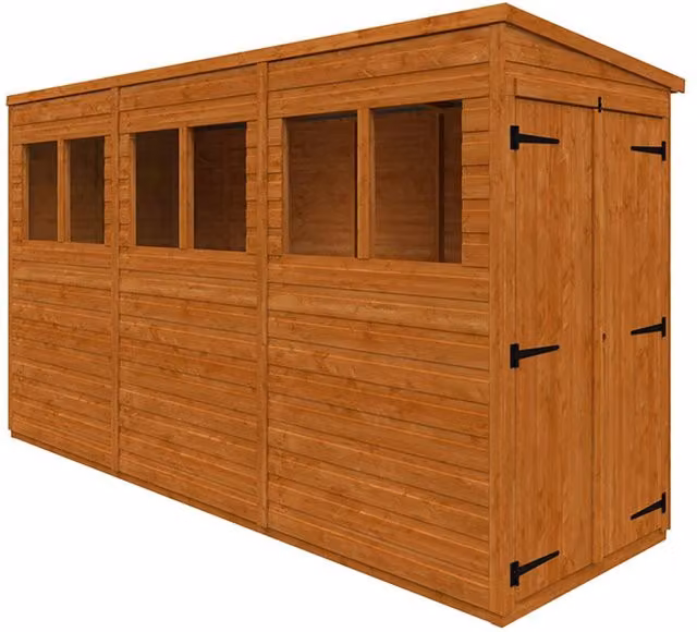 Buttercup Farm Flex Pent Double Door 12mm Wood Play House in Burnt Orange and Grey, W115 x H203 x D353.8 cm