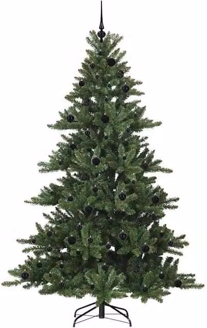 Berkfield Home Elegant Green PVC Artificial Hinged Christmas Tree with 300 Warm White LEDs, Height: 210 cm