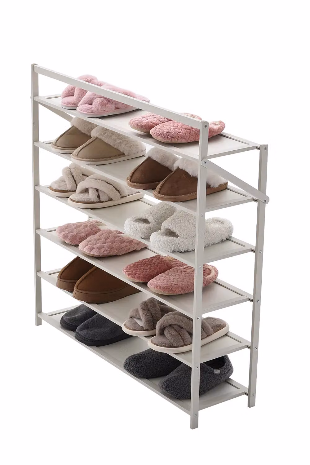 Living and Home 6-Tier Foldable Bamboo Shoe Rack in White – 2