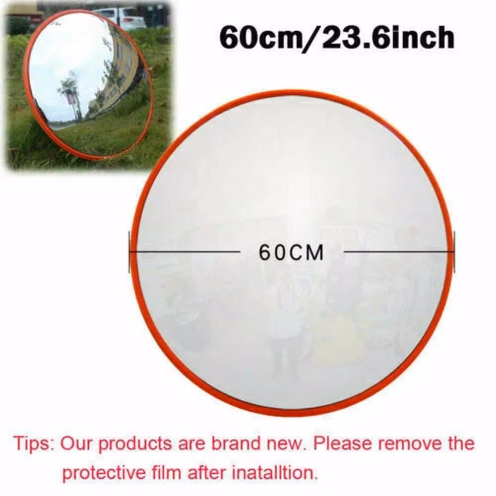 EONLION Orange 180 Degree Curved Convex Outdoor Road Mirror for Parking Lot Security, Diameter: 120 cm – 2