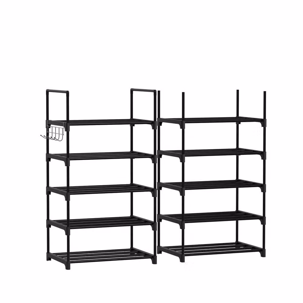 EONLION 10 Tier Black Metal and Plastic Freestanding Shoe Rack Organiser, H 175 x W 50 x D 30 cm – 3