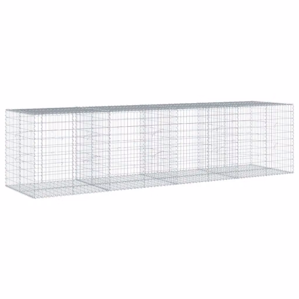 Berkfield Home Silver Galvanised Steel Gabion Basket with Cover, W/D/H: 400 x 100 x 100 cm – 2