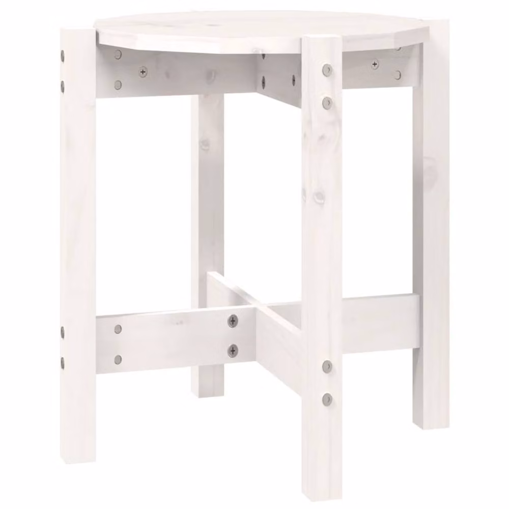 Berkfield Home Beautiful Round White Solid Wood Pine Coffee Table, Diameter: 42.5 cm, Height: 45 cm – 2