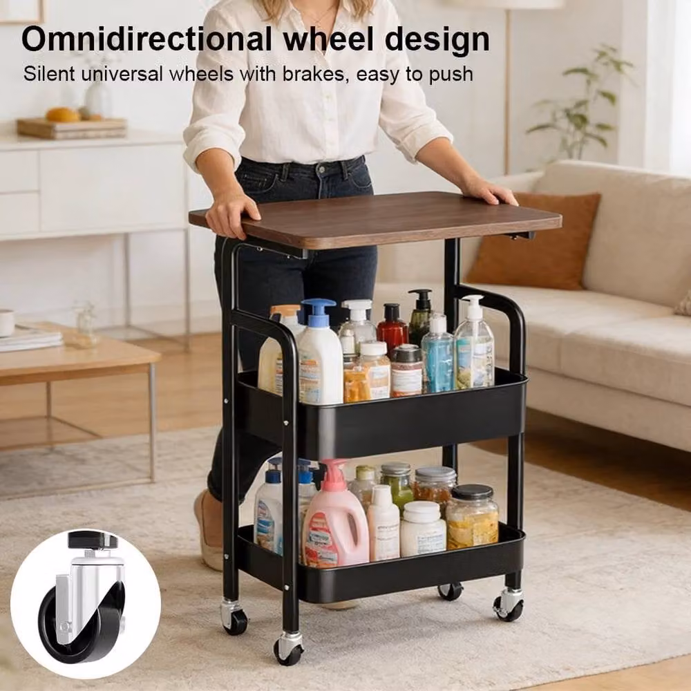 SPETLEK Black Kitchen Trolley Cart with Rolling Wheels, W/D/H: 100 x 60 x 60 cm – 1