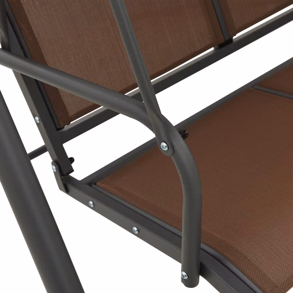 Berkfield Home Garden Swing Bench with Sun Canopy in Brown – 4