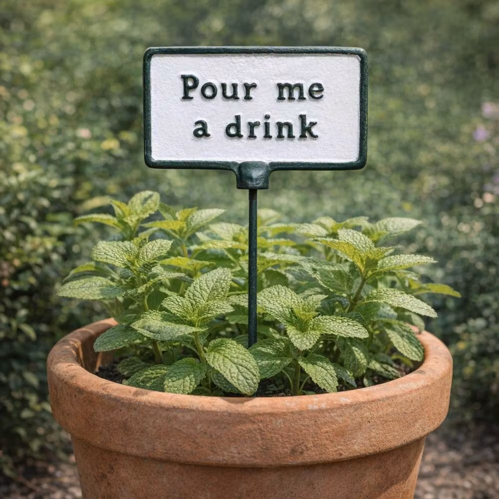 Gifts Direct 2 U Pour Me A Drink Metal Garden Stake Plant Sign in White – 2