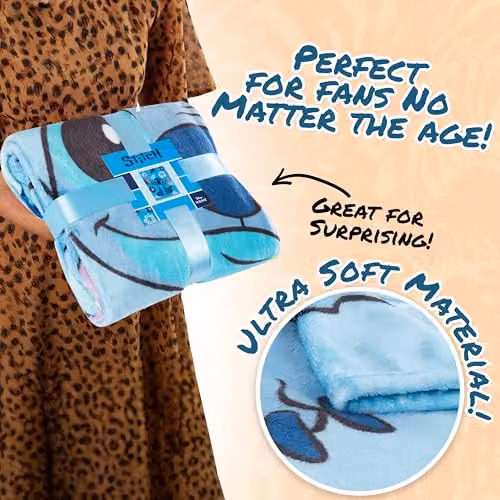 Disney Stitch Blue Fluffy Fleece Blanket, W: 150 cm, D: 130 cm – 2