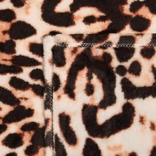 OHS Leopard Print Fleece Blanket Throw, Multicolour Brown, W/D/H: 125 x 150 cm – 5