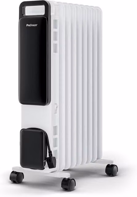 Pro Breeze 2500W 11 Fin Oil Filled Radiator with Digital Display, White