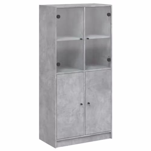 vidaXL Modern Highboard with Hinged Doors in Grey, W/D/H: 68 x 37 x 142 cm