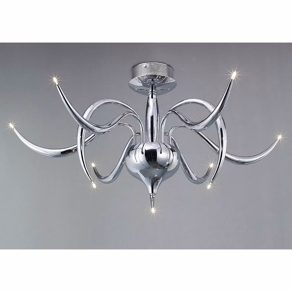 Netlighting Llamas 9 Light Ceiling Lamp in Polished Chrome and Grey with G4 Halogen Bulbs – 2